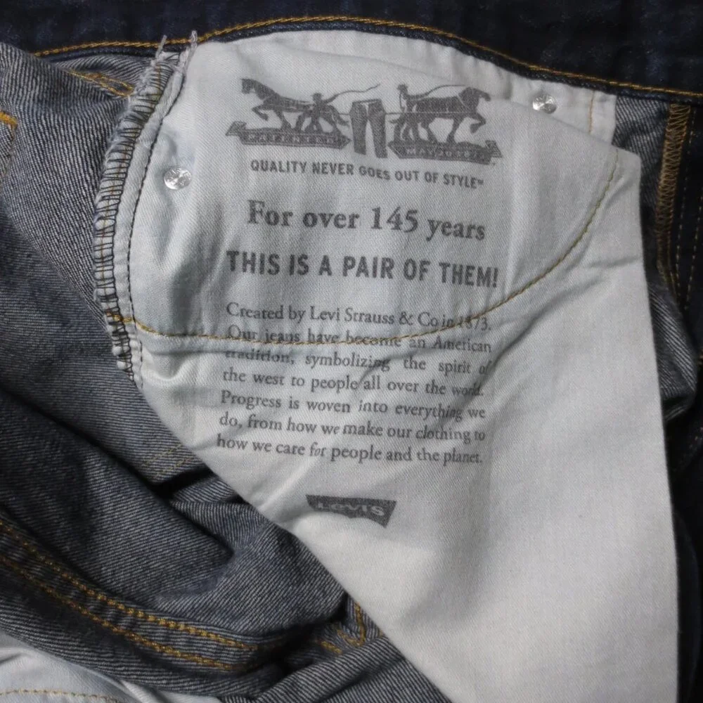 LEVI’S mens PANTS denim DARK BLUE jeans 505 regular fit DARK WASH size 38x30